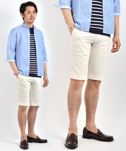 SHIPS（シップス）の「SC: カラー ガーメントダイ ノープリーツ ショーツ（チノパンツ・メンズ・ブルー/ネイビー/グリーン/ベージュ/ピンク/オフホワイト/オリーブ・MEDIUM/SMALL/LARGE/X-LARGE）」の2枚目の写真