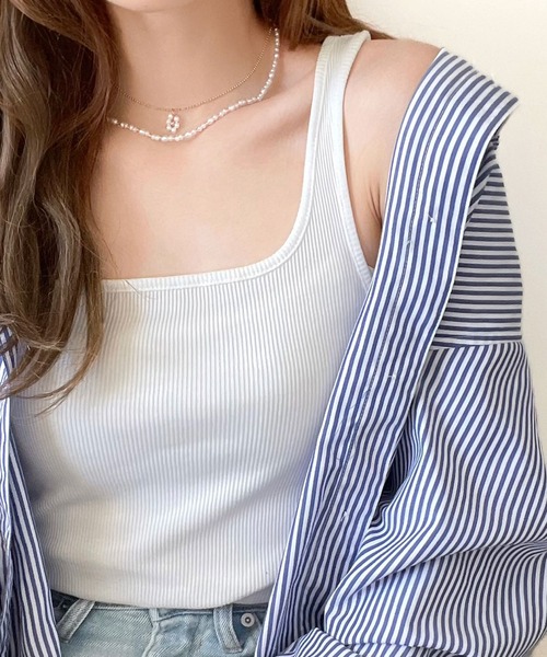 classicalelf(クラシカルエルフ)の「スクエアネック 無地リブタンクトップ(袖なし)(タンクトップ・レディース・ブラック/ベージュ/オフホワイト/グレイッシュベージュ/グリーン/オレンジ/パープル/グレー系その他・MEDIUM/LARGE/X-LARGE/SMALL)」の10枚目の写真