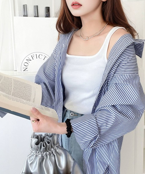 classicalelf(クラシカルエルフ)の「スクエアネック 無地リブタンクトップ(袖なし)(タンクトップ・レディース・ブラック/ベージュ/オフホワイト/グレイッシュベージュ/グリーン/オレンジ/パープル/グレー系その他・MEDIUM/LARGE/X-LARGE/SMALL)」の18枚目の写真