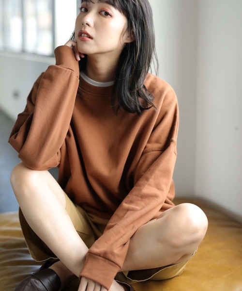 CRAFT STANDARD BOUTIQUE（クラフトスタンダードブティック）の「モックネック風裏毛スウェットプルオーバー＊（スウェット・レディース・ブラック/オフホワイト/キャメル/パープル/ブルー・M/L）」の5枚目の写真