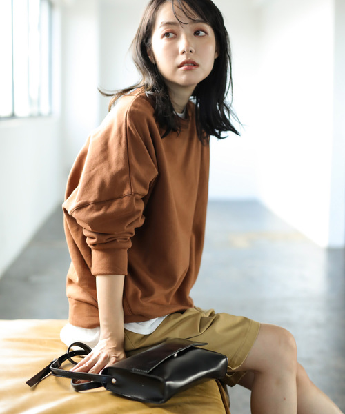 CRAFT STANDARD BOUTIQUE（クラフトスタンダードブティック）の「モックネック風裏毛スウェットプルオーバー＊（スウェット・レディース・ブラック/オフホワイト/キャメル/パープル/ブルー・M/L）」の11枚目の写真