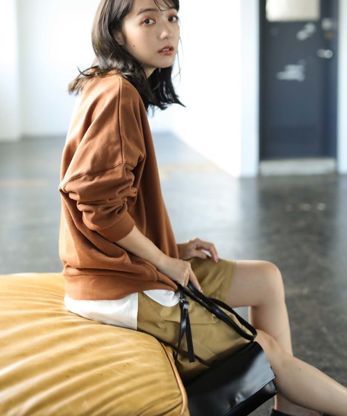 CRAFT STANDARD BOUTIQUE（クラフトスタンダードブティック）の「モックネック風裏毛スウェットプルオーバー＊（スウェット・レディース・ブラック/オフホワイト/キャメル/パープル/ブルー・M/L）」の10枚目の写真