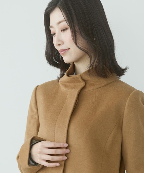 Filomo（フィローモ）の「[Filomo]カシミヤ100%スタンドカラーコート（ステンカラーコート・レディース・キャメル/ライトグレー/ネイビー/ブラック・9号/11号/13号）」の15枚目の写真
