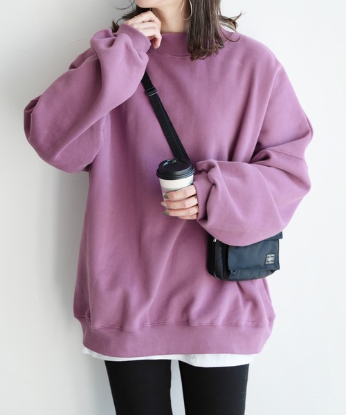 reca(レカ)の「オーバーサイズ裏起毛スウェット(スウェット・レディース・ベージュ/パープル/ネイビー/チャコール/グリーン/マスタード/グレイッシュベージュ/キナリ/ブルーグレー・FREE)」の8枚目の写真
