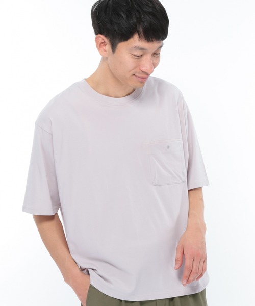 LAKOLE（ラコレ）の「スーピマ5分袖ポケットTシャツ / LAKOLE（Tシャツ/カットソー・メンズ・ホワイト/ライトグレー/ライトブラウン/クリアグリーン/ラベンダー・SMALL/MEDIUM/LARGE/X-LARGE）」の2枚目の写真