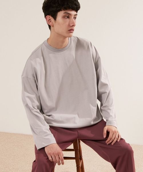 EMMA CLOTHES(エマクローズ)の「シルケットライク天竺 ワイドスリーブ L/S カットソー EMMA CLOTHES(Tシャツ/カットソー・メンズ・ホワイト/ブラック/アッシュブラウン/グレー系その他/ベージュ系その他/グリーン系その他/パープル系その他/グレイッシュベージュ/ブルー系その他/オレンジ系その他/ベージュ/ライトグレー/パープル系その他2・M/L)」の4枚目の写真