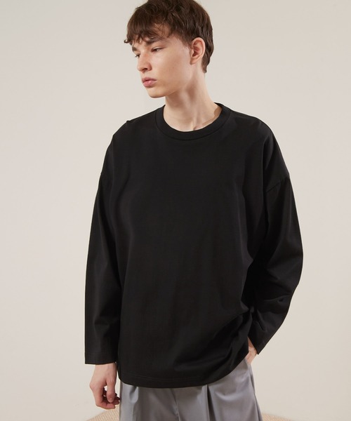 EMMA CLOTHES(エマクローズ)の「シルケットライク天竺 ワイドスリーブ L/S カットソー EMMA CLOTHES(Tシャツ/カットソー・メンズ・ホワイト/ブラック/アッシュブラウン/グレー系その他/ベージュ系その他/グリーン系その他/パープル系その他/グレイッシュベージュ/ブルー系その他/オレンジ系その他/ベージュ/ライトグレー/パープル系その他2・M/L)」の3枚目の写真