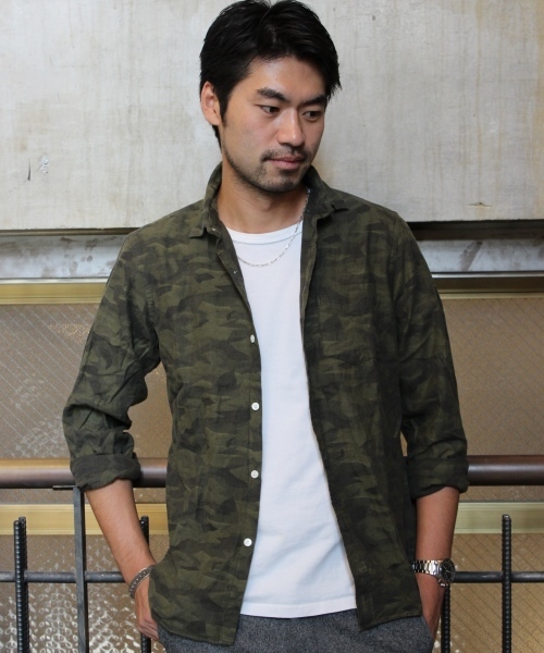 JOURNAL STANDARD(ジャーナルスタンダード)の「カモフラージュ ジャガード L/S シャツ #(シャツ/ブラウス・メンズ・グレー/ベージュ/カーキ・LARGE/MEDIUM)」の3枚目の写真