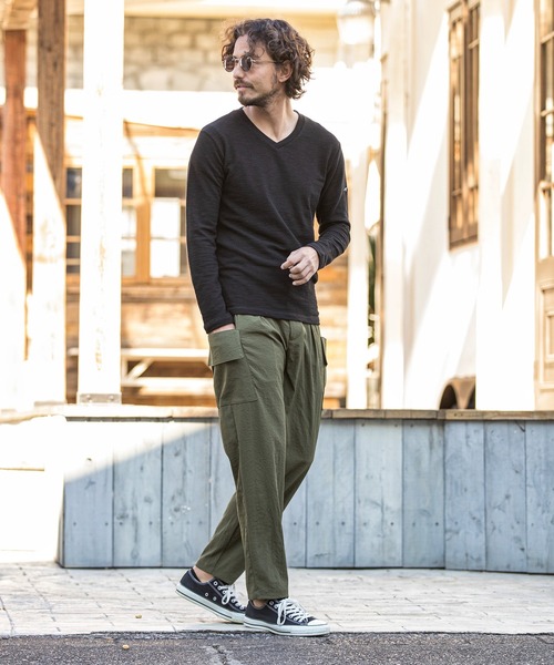 CALL&RESPONSE(コールアンドレスポンス)の「mlt3277-メランジ Vネック長袖プルオーバー(Tシャツ/カットソー・メンズ・グレー/ブラック/ホワイト/サックスブルー・1/5/4/2)」の13枚目の写真