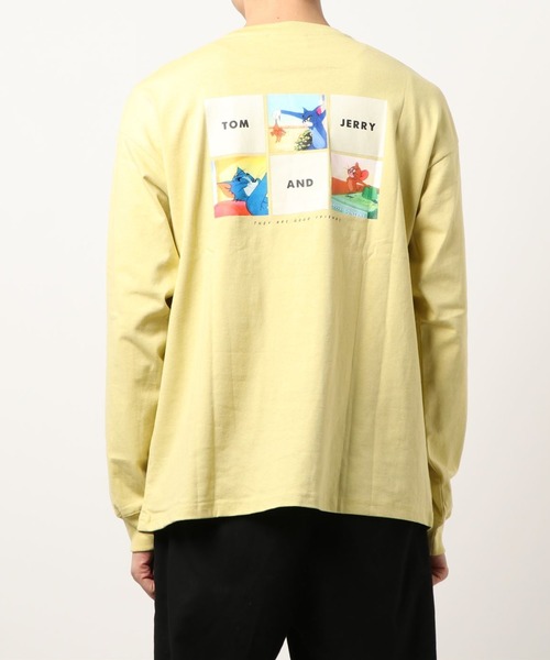 トムとジェリー トップス Spinns スピンズ のファッション Tシャツ カットソー Tom Jerry バックプリントコミックロンt Tシャツ カットソー