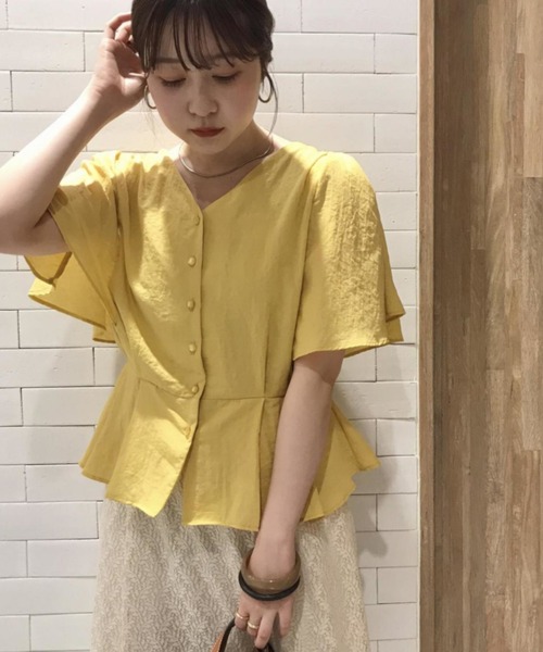 VIS（ビス）の「シャンブレーローンドルマンブラウス（シャツ/ブラウス・レディース・ホワイト/イエロー/オレンジ/ブルー/モスグリーン/スミクロ・FREE）」の5枚目の写真