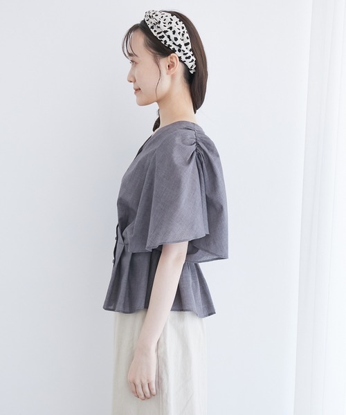 VIS（ビス）の「シャンブレーローンドルマンブラウス（シャツ/ブラウス・レディース・ホワイト/イエロー/オレンジ/ブルー/モスグリーン/スミクロ・FREE）」の8枚目の写真