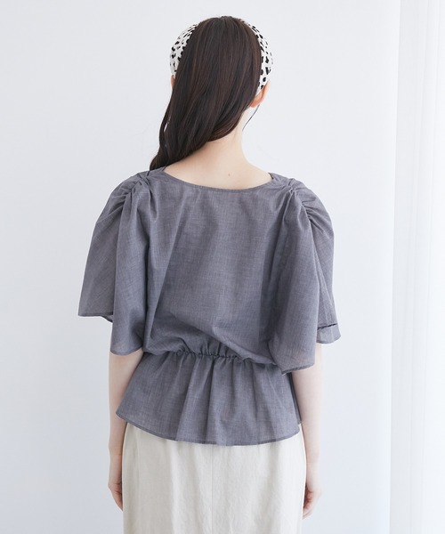 VIS（ビス）の「シャンブレーローンドルマンブラウス（シャツ/ブラウス・レディース・ホワイト/イエロー/オレンジ/ブルー/モスグリーン/スミクロ・FREE）」の12枚目の写真