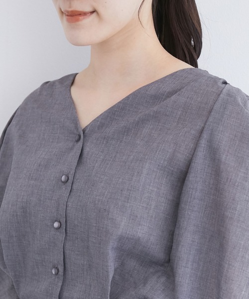 VIS（ビス）の「シャンブレーローンドルマンブラウス（シャツ/ブラウス・レディース・ホワイト/イエロー/オレンジ/ブルー/モスグリーン/スミクロ・FREE）」の15枚目の写真