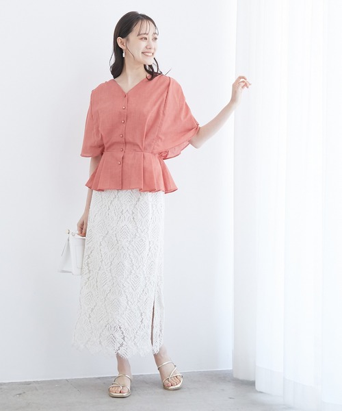 VIS（ビス）の「シャンブレーローンドルマンブラウス（シャツ/ブラウス・レディース・ホワイト/イエロー/オレンジ/ブルー/モスグリーン/スミクロ・FREE）」の9枚目の写真