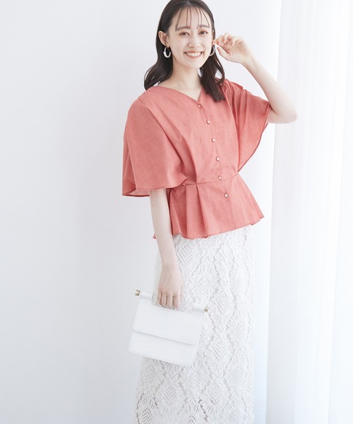 VIS（ビス）の「シャンブレーローンドルマンブラウス（シャツ/ブラウス・レディース・ホワイト/イエロー/オレンジ/ブルー/モスグリーン/スミクロ・FREE）」の13枚目の写真