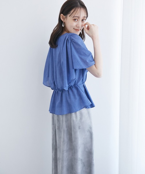 VIS（ビス）の「シャンブレーローンドルマンブラウス（シャツ/ブラウス・レディース・ホワイト/イエロー/オレンジ/ブルー/モスグリーン/スミクロ・FREE）」の10枚目の写真