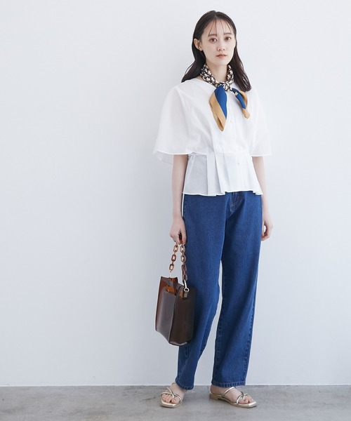 VIS（ビス）の「シャンブレーローンドルマンブラウス（シャツ/ブラウス・レディース・ホワイト/イエロー/オレンジ/ブルー/モスグリーン/スミクロ・FREE）」の17枚目の写真