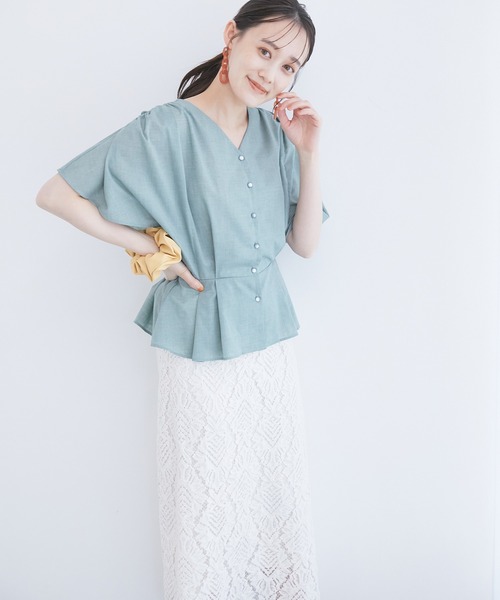 VIS（ビス）の「シャンブレーローンドルマンブラウス（シャツ/ブラウス・レディース・ホワイト/イエロー/オレンジ/ブルー/モスグリーン/スミクロ・FREE）」の11枚目の写真