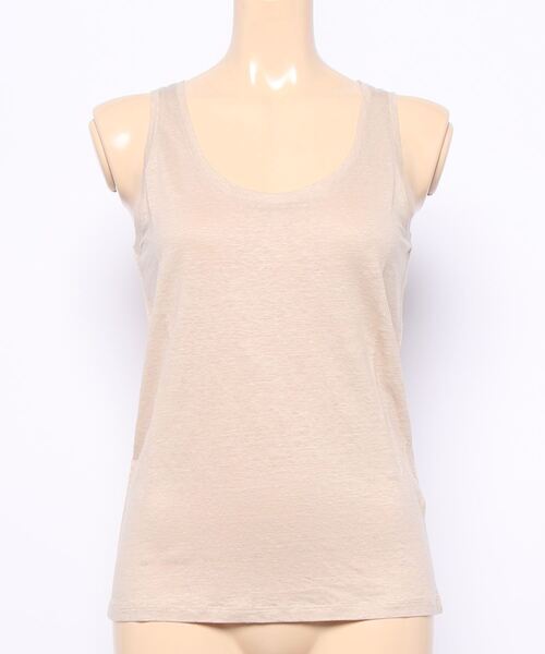 MAJESTIC FILATURES（マジェスティックフィラチュール）の「MAJESTIC FILATURES: リネンタンクトップ（Tシャツ/カットソー・レディース・ベージュ/ホワイト/ネイビー・1）」の3枚目の写真