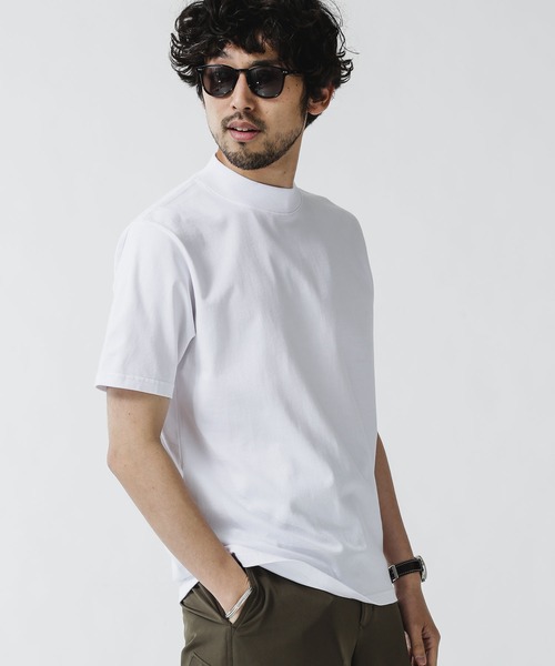 NANO universe（ナノユニバース）の「《WEB限定》超長綿オーガニックモックネックTEE（Tシャツ/カットソー・メンズ・ホワイト/ブラック・マルチサイズ）」の2枚目の写真