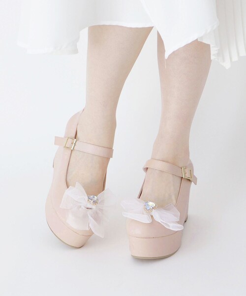 cs T&P（シーエスティーアンドピー）の「売切終了★オーガンジーリボン付きパンプス（パンプス・レディース・ブラック/ピンク系/ホワイト・M/L/S/LL）」の10枚目の写真