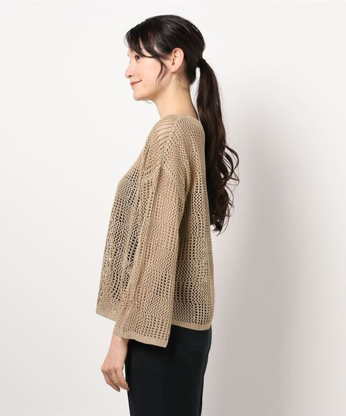 cepo（セポ）の「チェックメッシュ　シアーニット（ニット/セーター・レディース・オフホワイト/グレー/ベージュ・M）」の4枚目の写真