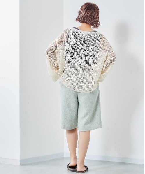 cepo（セポ）の「チェックメッシュ　シアーニット（ニット/セーター・レディース・オフホワイト/グレー/ベージュ・M）」の12枚目の写真