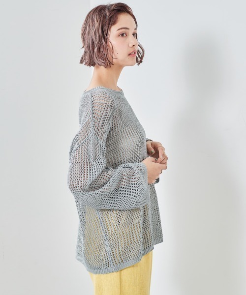 cepo（セポ）の「チェックメッシュ　シアーニット（ニット/セーター・レディース・オフホワイト/グレー/ベージュ・M）」の18枚目の写真