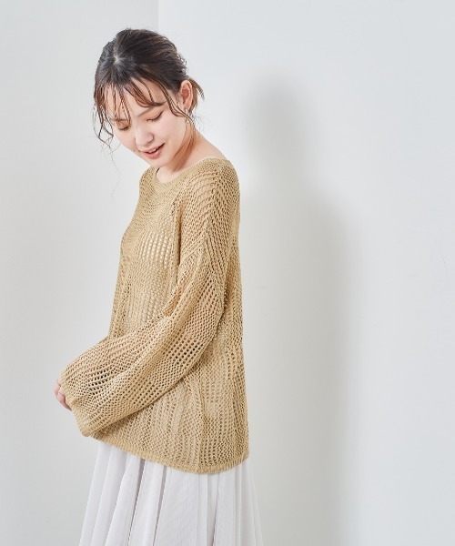 cepo（セポ）の「チェックメッシュ　シアーニット（ニット/セーター・レディース・オフホワイト/グレー/ベージュ・M）」の22枚目の写真