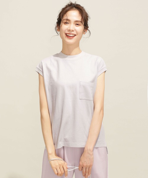 NANO universe（ナノユニバース）の「シェルテック フレンチスリーブトップス（Tシャツ/カットソー・レディース・ライトグレー/ラベンダー/クリーム・FREE）」の4枚目の写真