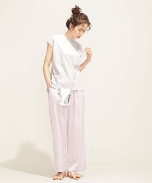 NANO universe（ナノユニバース）の「シェルテック フレンチスリーブトップス（Tシャツ/カットソー・レディース・ライトグレー/ラベンダー/クリーム・FREE）」の5枚目の写真