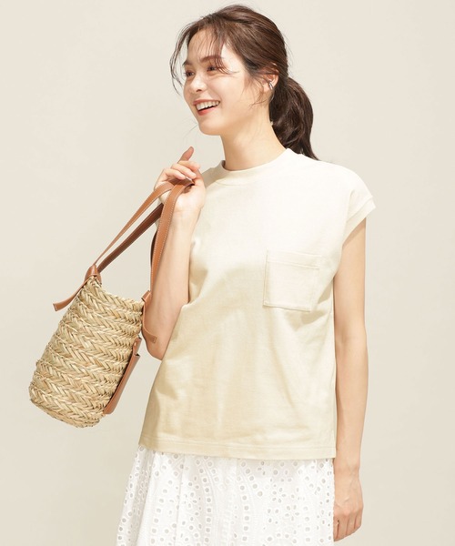 NANO universe（ナノユニバース）の「シェルテック フレンチスリーブトップス（Tシャツ/カットソー・レディース・ライトグレー/ラベンダー/クリーム・FREE）」の6枚目の写真