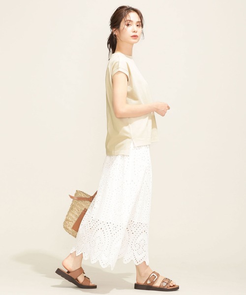 NANO universe（ナノユニバース）の「シェルテック フレンチスリーブトップス（Tシャツ/カットソー・レディース・ライトグレー/ラベンダー/クリーム・FREE）」の7枚目の写真