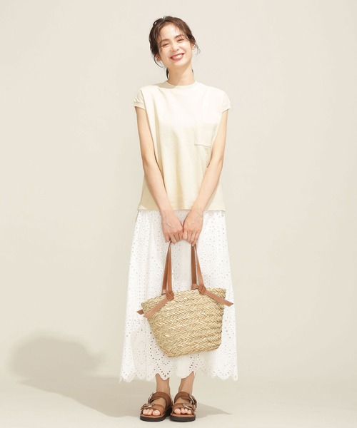 NANO universe（ナノユニバース）の「シェルテック フレンチスリーブトップス（Tシャツ/カットソー・レディース・ライトグレー/ラベンダー/クリーム・FREE）」の8枚目の写真