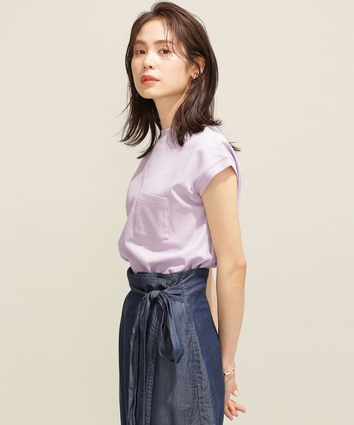 NANO universe（ナノユニバース）の「シェルテック フレンチスリーブトップス（Tシャツ/カットソー・レディース・ライトグレー/ラベンダー/クリーム・FREE）」の10枚目の写真