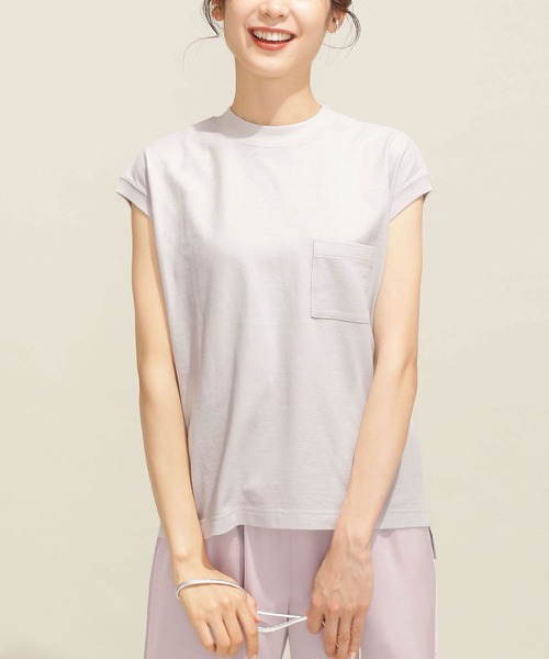 NANO universe（ナノユニバース）の「シェルテック フレンチスリーブトップス（Tシャツ/カットソー・レディース・ライトグレー/ラベンダー/クリーム・FREE）」の20枚目の写真