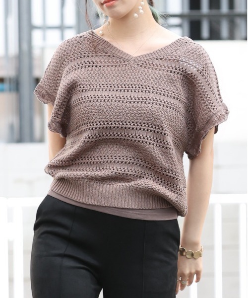 ARCANUM DESIGN（アルカナムデザイン）の「ARL 5G KNT バックレースアップニット×キャミソール（ニット/セーター・レディース・ブラック/グレー/モカ/ベージュ・FREE）」の4枚目の写真