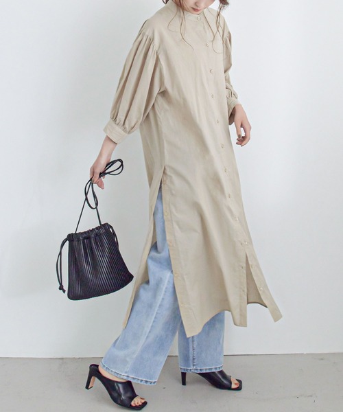 前開きサイドスリットシャツワンピース ロング丈 シャツワンピース Fashion Letter ファッションレター のファッション通販 Zozotown