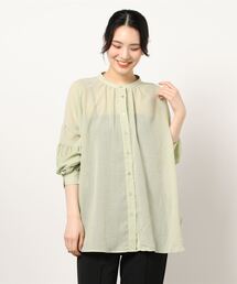 Samansa Mos2 blue | ティアードスリーブブラウス(シャツ/ブラウス)