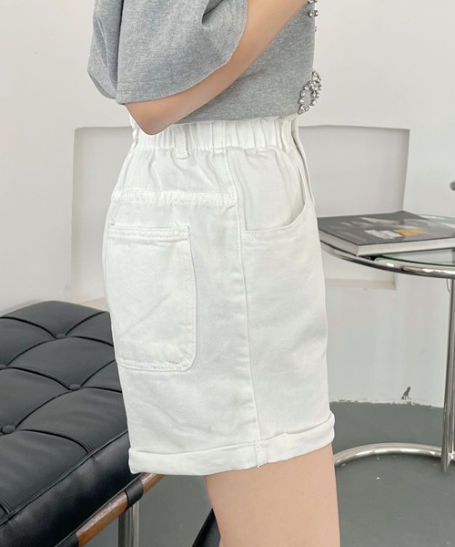 fd style（エフディ スタイル）の「【DS】エラスティックショートパンツ（デニムパンツ・レディース・ホワイト/ブラック・MEDIUM/LARGE/X-LARGE）」の3枚目の写真