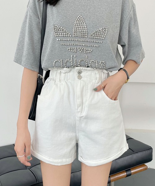 fd style（エフディ スタイル）の「【DS】エラスティックショートパンツ（デニムパンツ・レディース・ホワイト/ブラック・MEDIUM/LARGE/X-LARGE）」の4枚目の写真