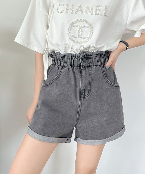 fd style（エフディ スタイル）の「【DS】エラスティックショートパンツ（デニムパンツ・レディース・ホワイト/ブラック・MEDIUM/LARGE/X-LARGE）」の7枚目の写真