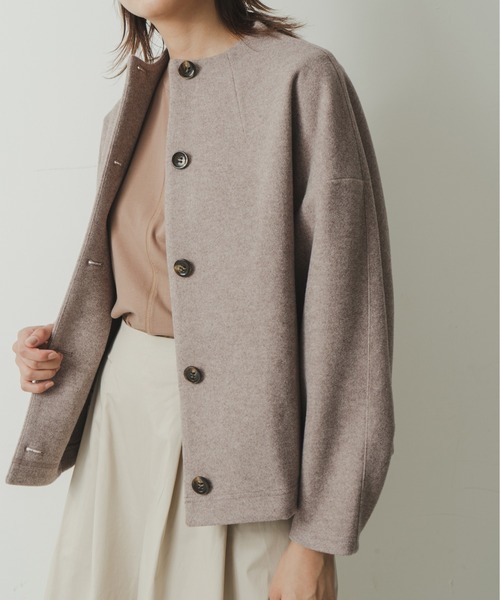 Kelen（ケレン）の「「KELEN / ケレン」ダブルフェイスボトルネックショートコート”BENNA”（ダウンジャケット/コート・レディース・ブラック/モカ/ライトベージュ・S/M）」の17枚目の写真