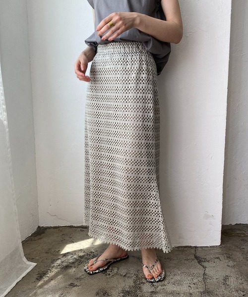 CAPRICIEUX LE'MAGE（カプリシューレマージュ）の「2WAYクロシェレーススカート（スカート・レディース・ホワイト/ブラック/グリーン・FREE）」の3枚目の写真