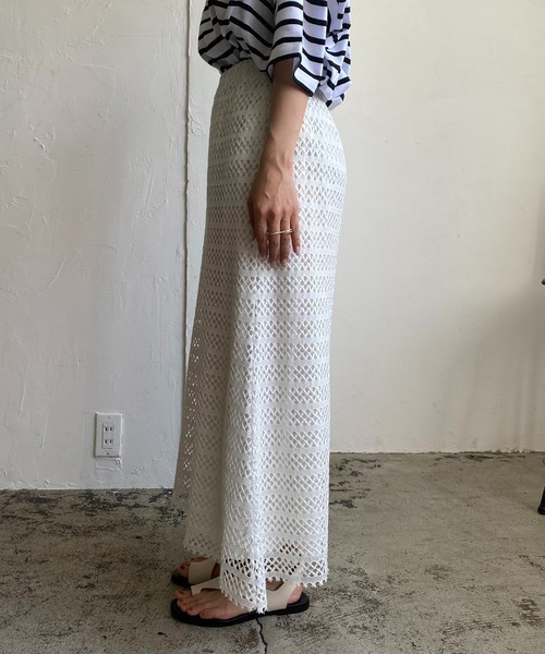 CAPRICIEUX LE'MAGE（カプリシューレマージュ）の「2WAYクロシェレーススカート（スカート・レディース・ホワイト/ブラック/グリーン・FREE）」の8枚目の写真