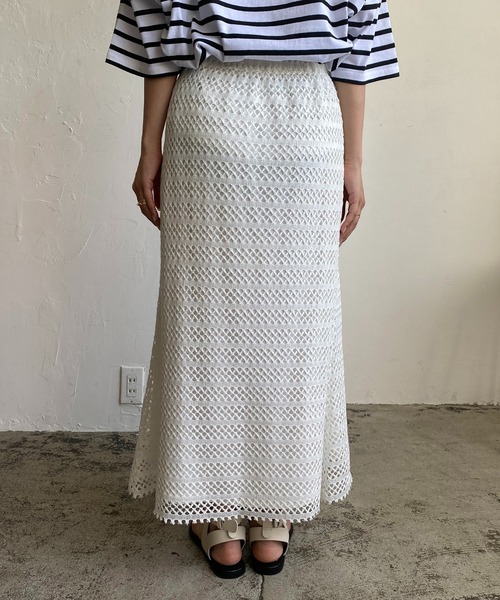 CAPRICIEUX LE'MAGE（カプリシューレマージュ）の「2WAYクロシェレーススカート（スカート・レディース・ホワイト/ブラック/グリーン・FREE）」の9枚目の写真