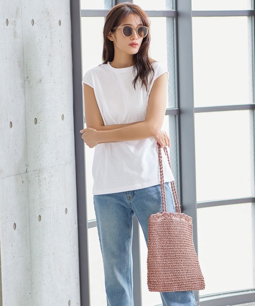 KOBE LETTUCE（コウベレタス）の「ロングハンドルスクエアかごバッグ（かごバッグ・レディース・ベージュ/ピンク/グリーン系その他・FREE）」の11枚目の写真