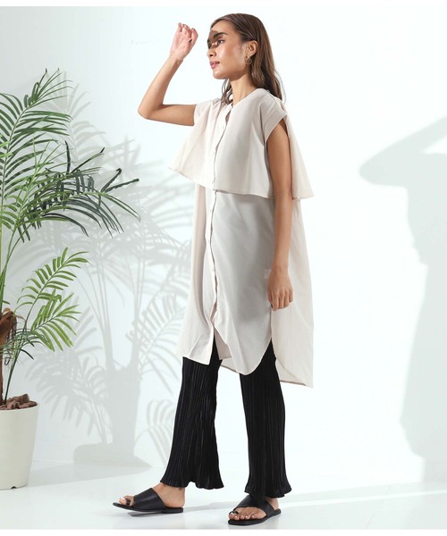 Alluge（アルージュ）の「フレアープリーツパンツ（その他パンツ・レディース・ブラック/グレイッシュベージュ/グレー・FREE）」の7枚目の写真