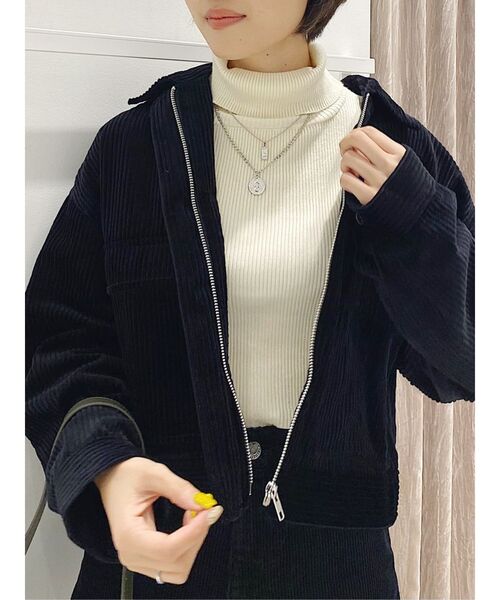 EVRIS（エヴリス）の「コーデュロイショートブルゾン【セットアップ着用可能】（ブルゾン・レディース・ブラック/ブラウン/アイボリー・FREE）」の4枚目の写真